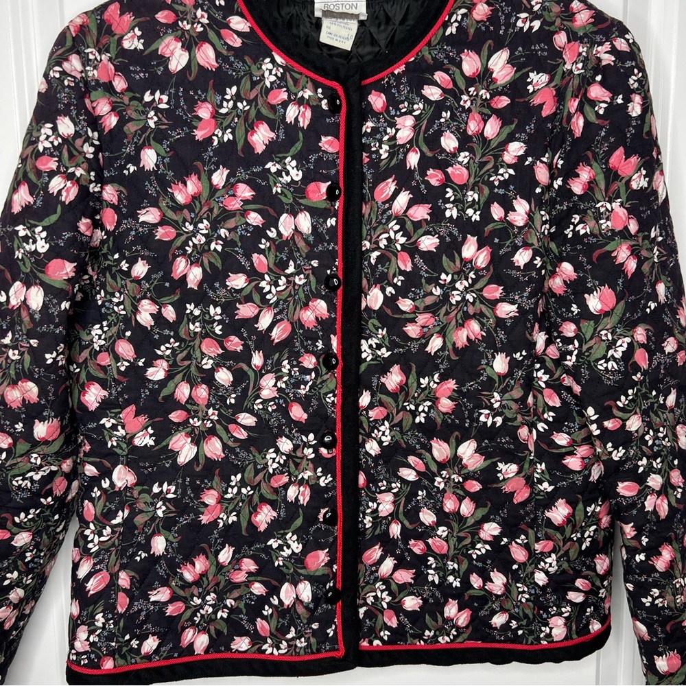Vintage Y2K Boxy Quilted Boston Traveler Floral Women's Blazer Sz Med / Large - Picture 2 of 10
